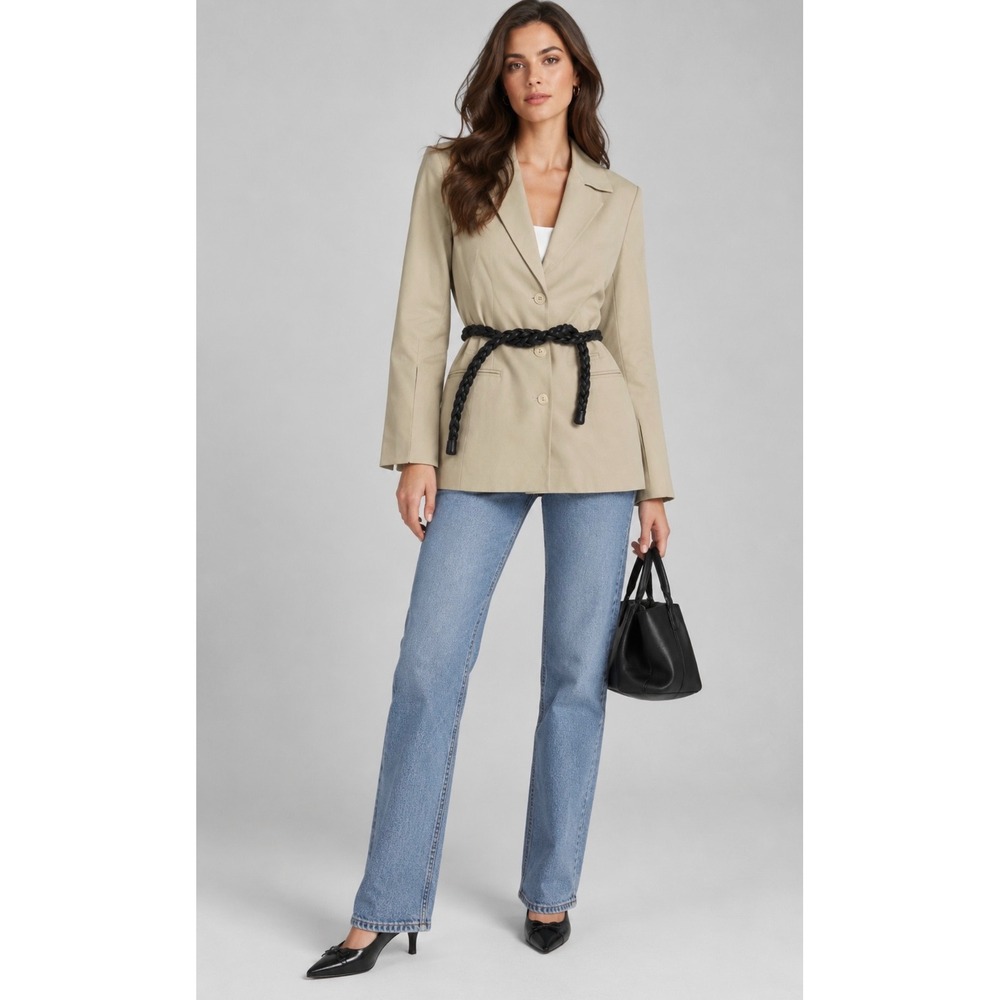Sea New York Kerith Sportswear Jacket Women XS Cream NEW Belted Blazer AW24-030